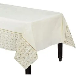 Party City Gold & White Geometric Paper Table Cover