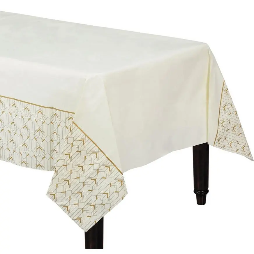 Party City Gold & White Geometric Paper Table Cover 3 Party City Gold & White Geometric Paper Table Cover
