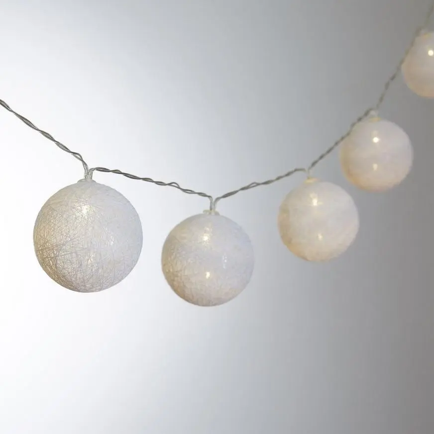 White Woven Ball LED String Lights 3 White Woven Ball LED String Lights