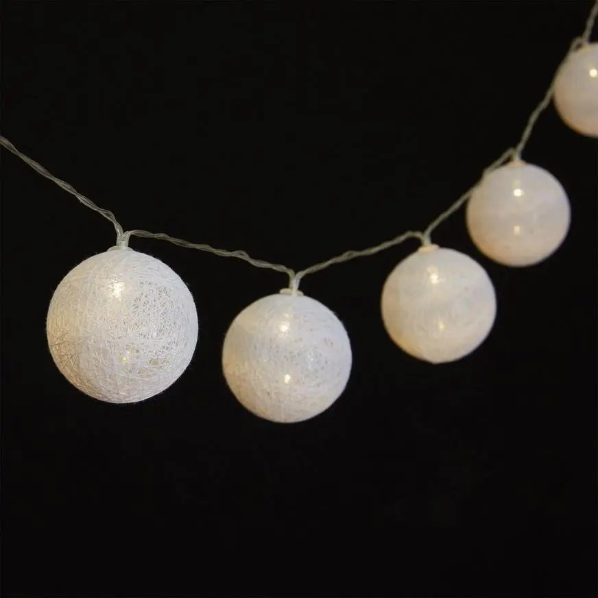 White Woven Ball LED String Lights 4 White Woven Ball LED String Lights - Image 2