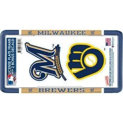 Milwaukee Brewers License Plate Frame With Decals 3pc