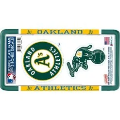 Oakland Athletics License Plate Frame With Decals 3pc