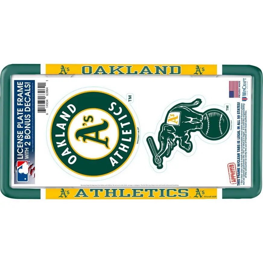 Oakland Athletics License Plate Frame With Decals 3pc 3 Oakland Athletics License Plate Frame With Decals 3pc