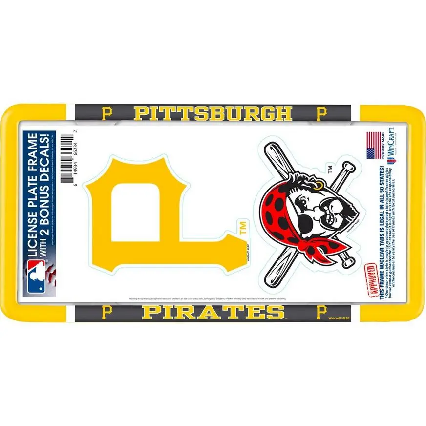 Pittsburgh Pirates License Plate Frame With Decals 3pc 3 Pittsburgh Pirates License Plate Frame With Decals 3pc