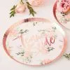 Ginger Ray Metallic Rose Gold Floral Team Bride Lunch Plates 8ct -Costume Party Decor Store 853353