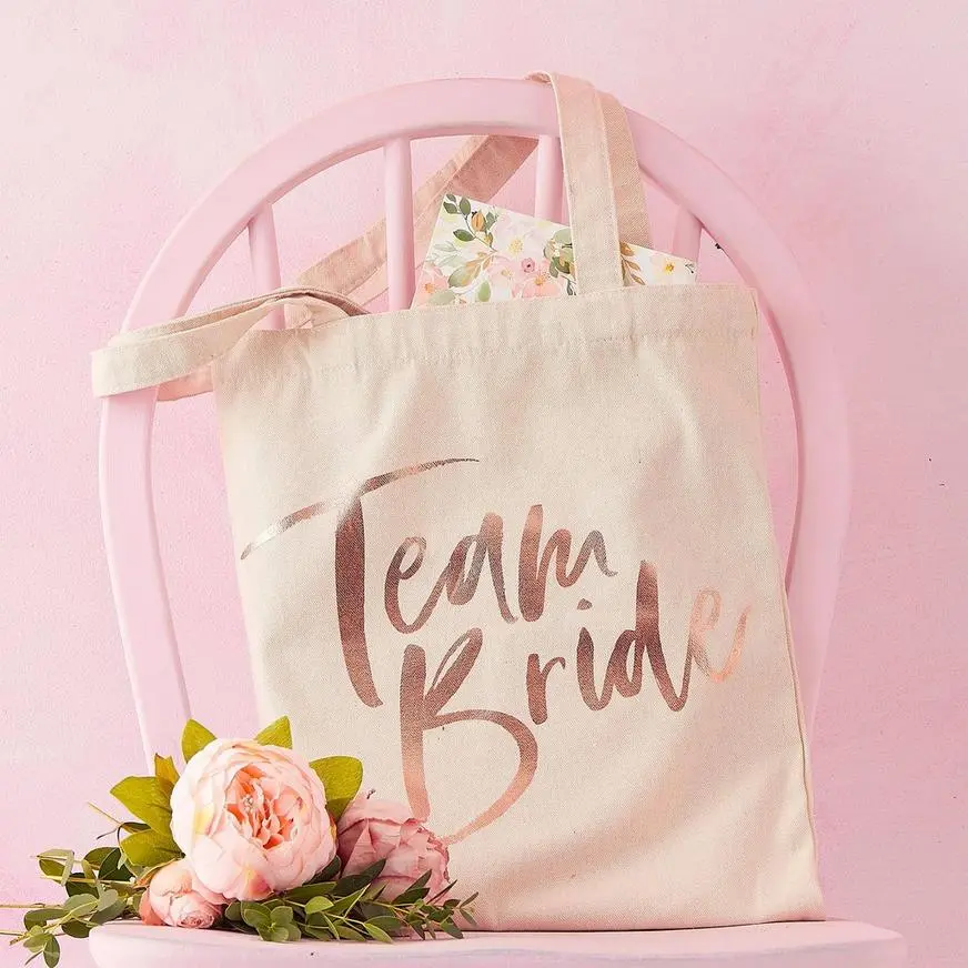 Ginger Ray Metallic Rose Gold Team Bride Tote Bag 3 Ginger Ray Metallic Rose Gold Team Bride Tote Bag