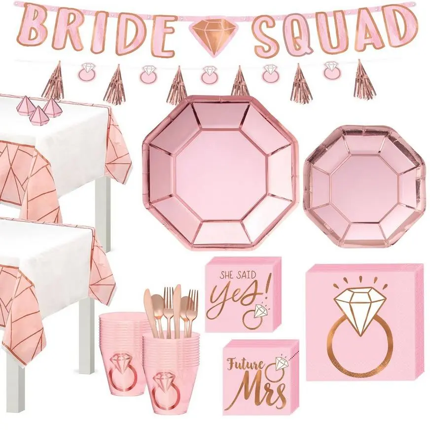 Blush Rose Bridal Shower Tableware Kit For 32 Guests 3 Blush Rose Bridal Shower Tableware Kit For 32 Guests