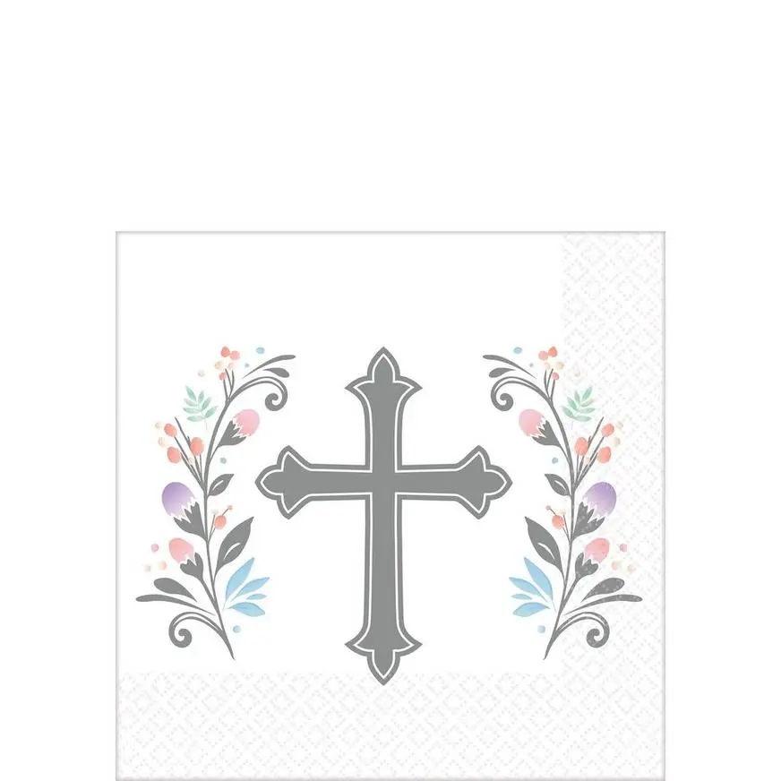 Silver Cross Holy Day Beverage Napkins, 5in, 36ct 3 Silver Cross Holy Day Beverage Napkins, 5in, 36ct