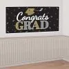 AMSCAN Black, Silver & Gold Congrats Graduation Banner