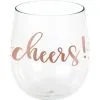 Metallic Rose Gold Cheers Plastic Stemless Wine Glass, 14oz - Rosé All Day -Costume Party Decor Store 870972