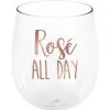 Metallic Rose Gold Rosé All Day Plastic Stemless Wine Glass, 14oz 2 Metallic Rose Gold Rosé All Day Plastic Stemless Wine Glass, 14oz -Costume Party Decor Store 870973