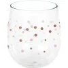 Metallic Rose Gold Dots Plastic Stemless Wine Glass, 14oz - Rosé All Day -Costume Party Decor Store 870974