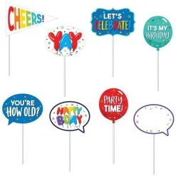 Birthday Balloons Scene Setter With Photo Booth Props 23pc -Costume Party Decor Store 877343 01