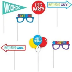 Birthday Balloons Scene Setter With Photo Booth Props 23pc -Costume Party Decor Store 877343 02