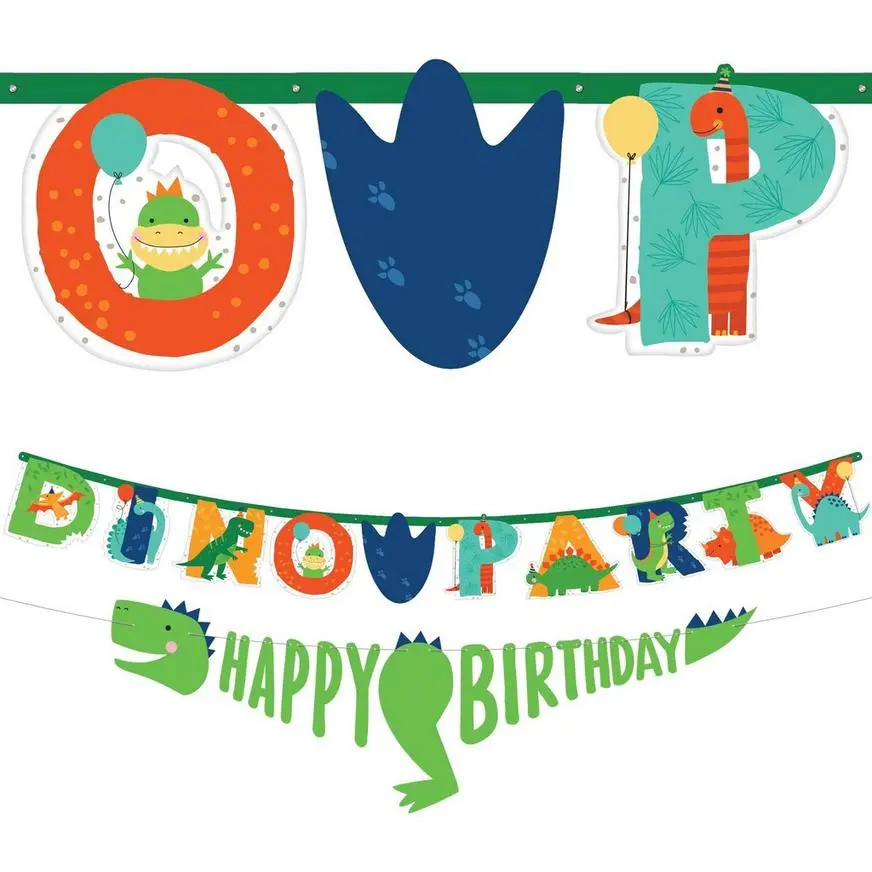 Dino-Mite Personalized Birthday Banner Kit 2ct 3 Dino-Mite Personalized Birthday Banner Kit 2ct