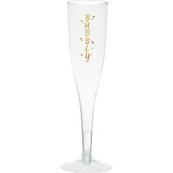 AMSCAN Metallic Gold Bubbly Plastic Champagne Flutes, 5.5oz, 8ct