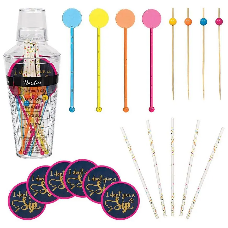 AMSCAN Bright Multicolor Cocktail Shaker Kit 3 AMSCAN Bright Multicolor Cocktail Shaker Kit