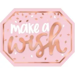 Metallic Blush Birthday Make A Wish Sign