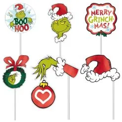 AMSCAN Traditional Grinch Photo Booth Props 13ct -Costume Party Decor Store 899624 02