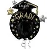 Black, Silver & Gold Star Congrats Grad Balloon Pinata, 29in X 30in 2 Black, Silver & Gold Star Congrats Grad Balloon Pinata, 29in X 30in -Costume Party Decor Store 899648