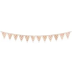 Create Your Own Rose Gold & White Polka Dot Pennant Banner, 20ft