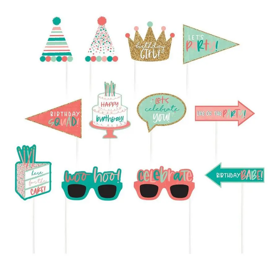 Happy Cake Day Birthday Photo Booth Kit 16pc 4 Happy Cake Day Birthday Photo Booth Kit 16pc - Image 2