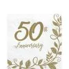 Gold 50th Anniversary Paper Lunch Napkins, 6.5in, 16ct -Costume Party Decor Store 911836