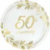 Metallic Gold Happy 50th Anniversary Paper Dinner Plates, 10.5in, 8ct -Costume Party Decor Store 911840