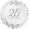 Metallic Silver Happy 25th Anniversary Paper Dinner Plates, 10.5in, 8ct 2 Metallic Silver Happy 25th Anniversary Paper Dinner Plates, 10.5in, 8ct -Costume Party Decor Store 911841