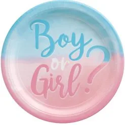 Boy Or Girl? Gender Reveal Paper Dinner Plates, 10.5in, 8ct - The Big Reveal