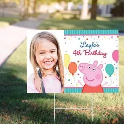 Custom Peppa Pig Photo Yard Sign