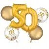 Gold 50th Anniversary Foil Balloon Bouquet, 6pc -Costume Party Decor Store 914677
