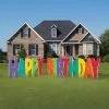 Multicolor Happy Birthday Corrugated Plastic Yard Sign Phrase Set, 27in Letters, 7pc