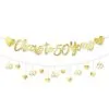 Gold 50th Anniversary Letter Banner With Accent Banner, 12ft 2 Gold 50th Anniversary Letter Banner With Accent Banner, 12ft -Costume Party Decor Store 915048