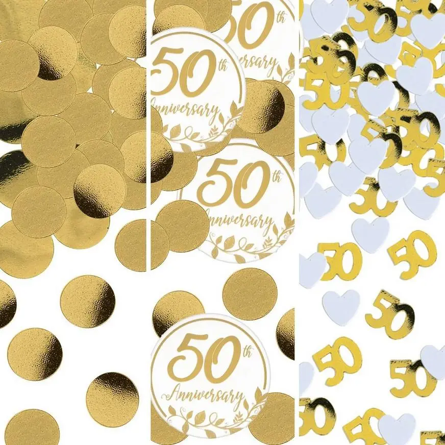 Gold 50th Anniversary Confetti, 1.2oz 3 Gold 50th Anniversary Confetti, 1.2oz