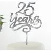 Silver 25 Years Anniversary Cake Topper 2 Silver 25 Years Anniversary Cake Topper -Costume Party Decor Store 915054
