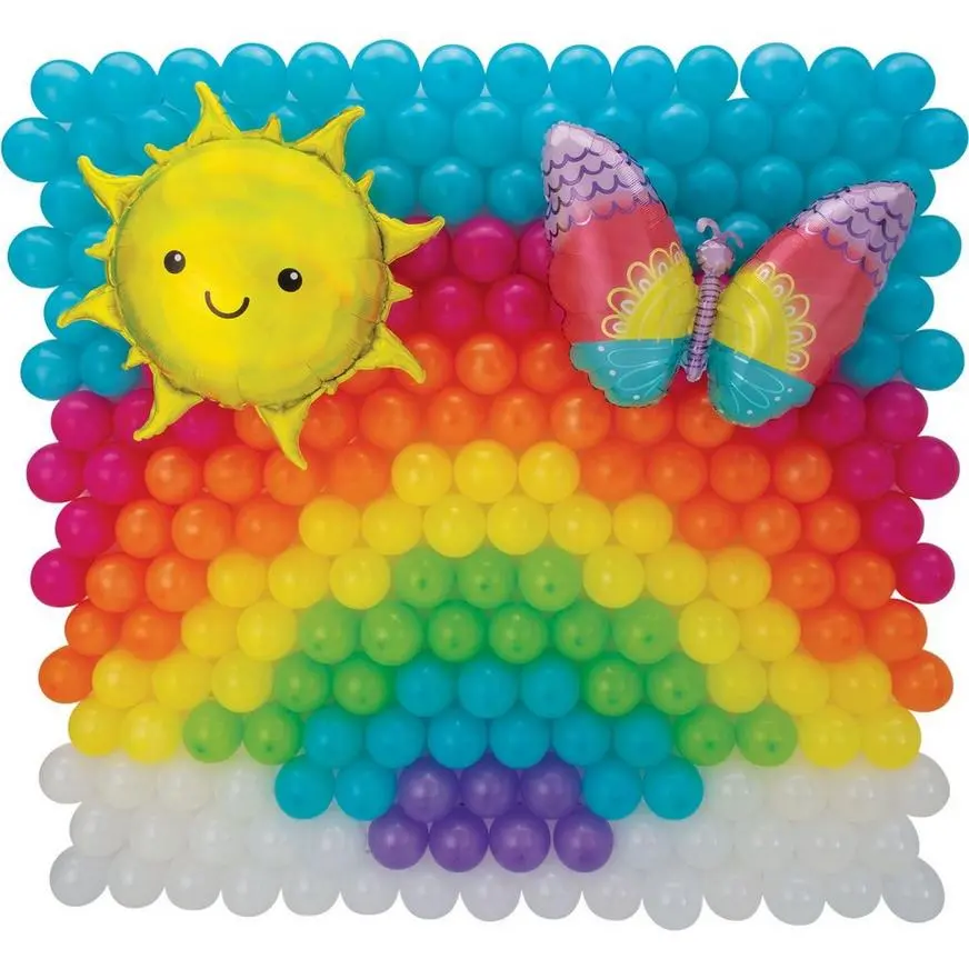Air-Filled Sunshine, Rainbow & Butterfly Foil & Latex Balloon Backdrop Kit, 6.25ft X 5.9ft 3 Air-Filled Sunshine, Rainbow & Butterfly Foil & Latex Balloon Backdrop Kit, 6.25ft X 5.9ft