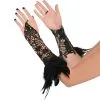AMSCAN Black Lace & Feather Arm Cuffs 2 AMSCAN Black Lace & Feather Arm Cuffs -Costume Party Decor Store 921464