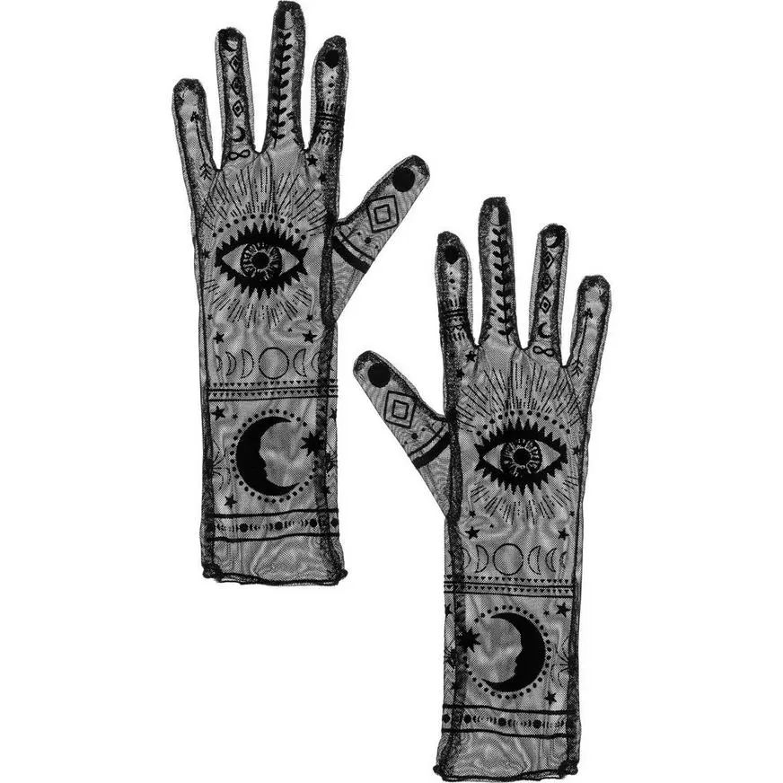 AMSCAN Black Sheer Mystic's Celestial Gloves 4 AMSCAN Black Sheer Mystic's Celestial Gloves - Image 2