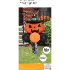 Air-Filled Witchy Pumpkin Halloween Balloon Yard Sign, 67in -Costume Party Decor Store 921574 03