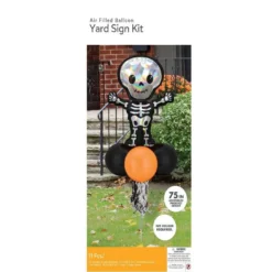 Air-filled Iridescent Skeleton Foil & Latex Balloon Yard Sign, 64in -Costume Party Decor Store 921575 03