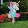 Air-Filled Enchanted Unicorn Foil & Latex Balloon Yard Sign, 64in -Costume Party Decor Store 923562