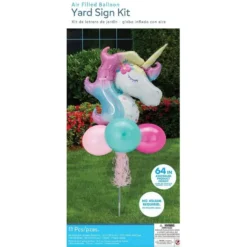 Air-Filled Enchanted Unicorn Foil & Latex Balloon Yard Sign, 64in -Costume Party Decor Store 923562 03