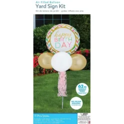 Air-Filled Pastel Birthday Celebration Foil & Latex Balloon Yard Sign, 62in -Costume Party Decor Store 923576 03