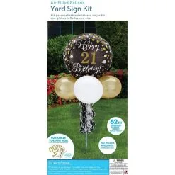 Air-Filled Sparkling Birthday Customizable Foil & Latex Balloon Yard Sign, 62in -Costume Party Decor Store 923578 03