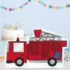 Fire Truck Centerpiece Cardboard Cutout, 18in X 11in - First Responders -Costume Party Decor Store 923895