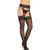 Black Sheer Pantyhose For Adults With Lace Suspender Garter -Costume Party Decor Store 923928
