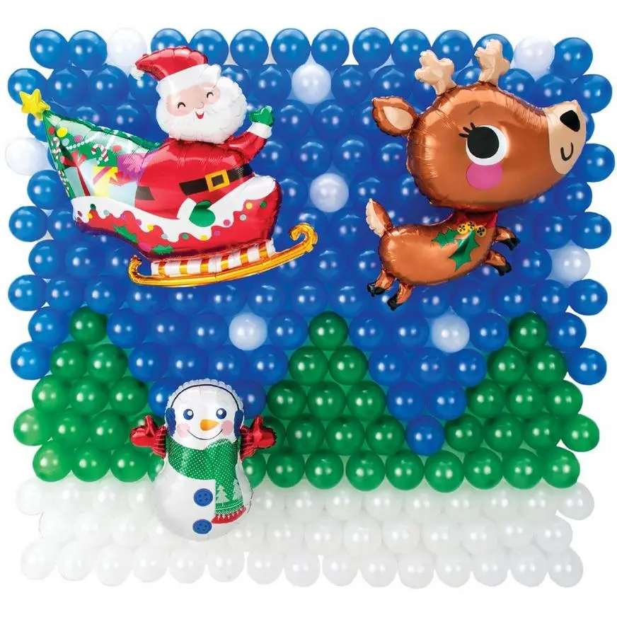 Air-Filled Santa Christmas Foil & Latex Balloon Backdrop Kit, 6.25ft X 5.9ft 3 Air-Filled Santa Christmas Foil & Latex Balloon Backdrop Kit, 6.25ft X 5.9ft