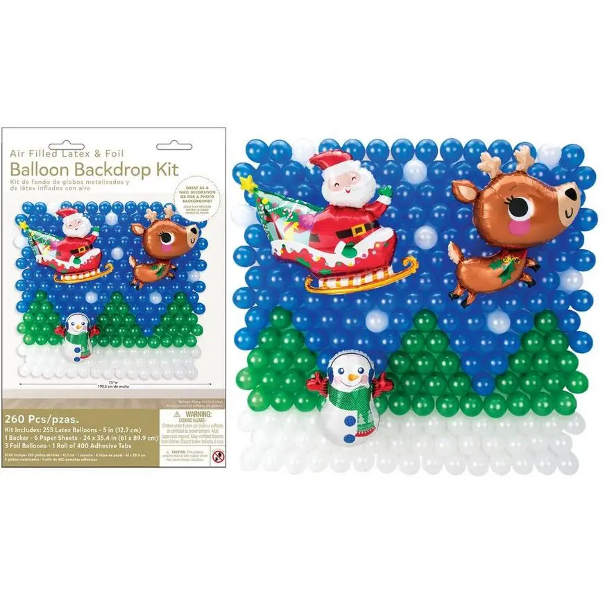 Air-Filled Santa Christmas Foil & Latex Balloon Backdrop Kit, 6.25ft X 5.9ft 4 Air-Filled Santa Christmas Foil & Latex Balloon Backdrop Kit, 6.25ft X 5.9ft - Image 2
