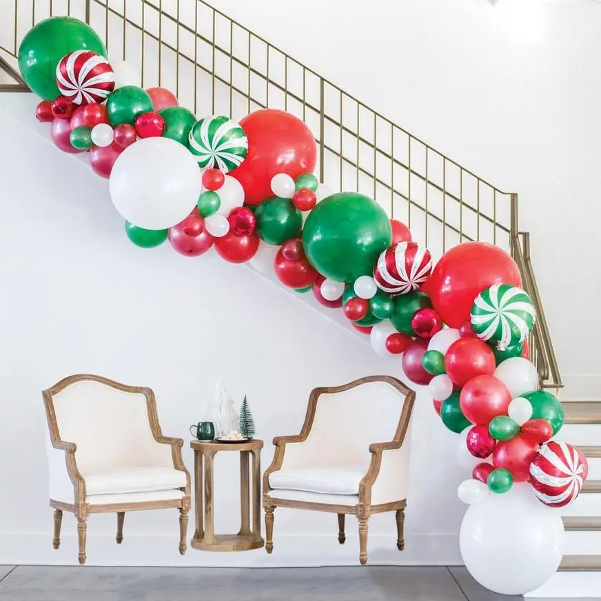 DIY Air-Filled Peppermint Swirl Christmas Foil & Latex Balloon Garland Kit 2 DIY Air-Filled Peppermint Swirl Christmas Foil & Latex Balloon Garland Kit